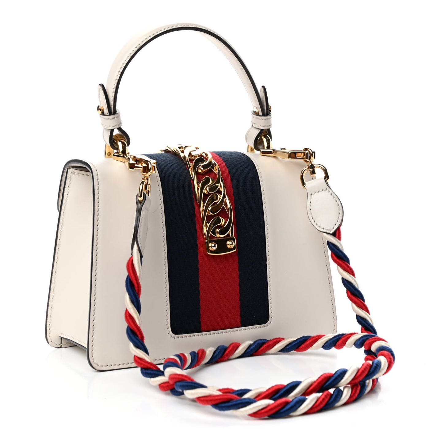 Calfskin Mini Sylvie Top Handle Bag White