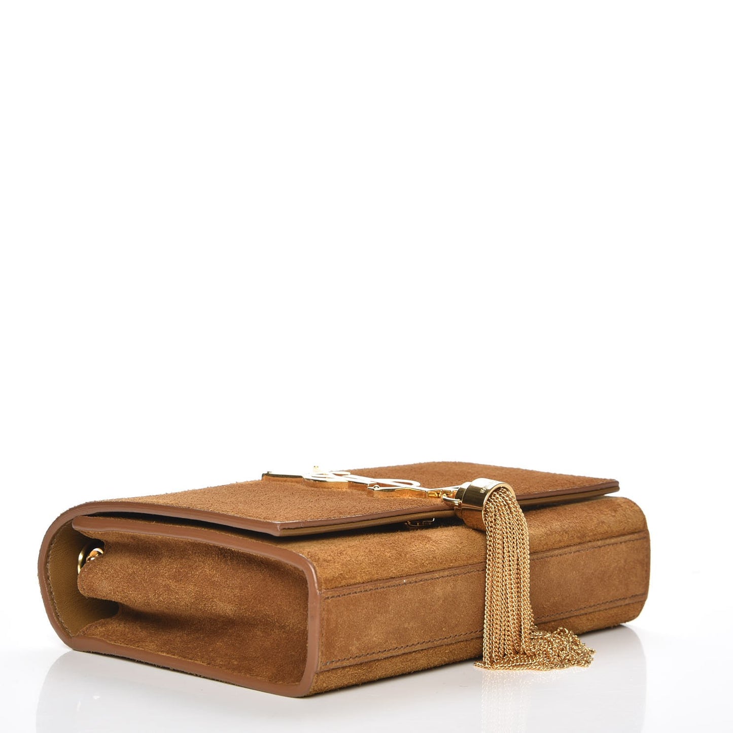 Suede Small Classic Monogram Kate Tassel Satchel Light Ochre
