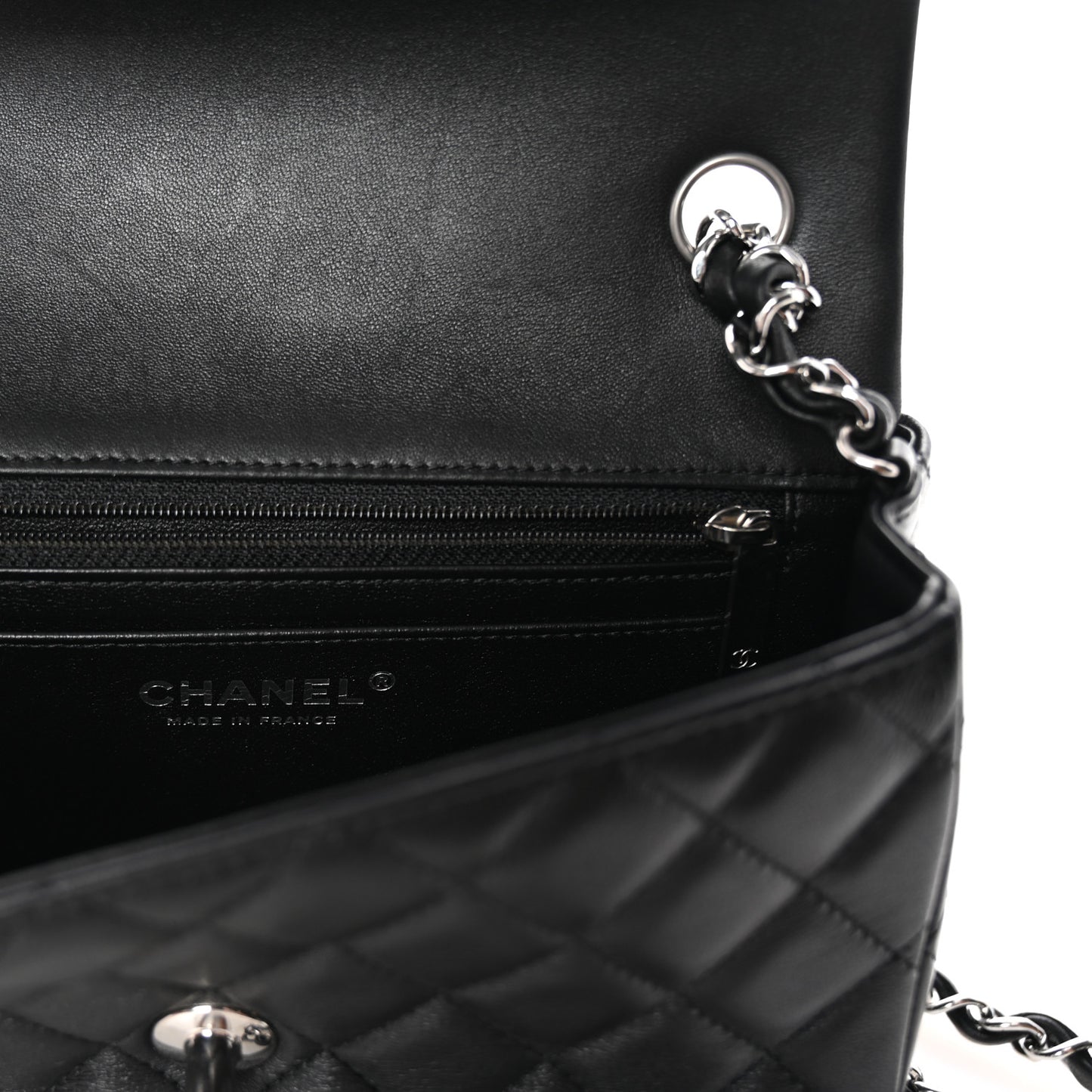 Lambskin Quilted Mini Rectangular Flap Black