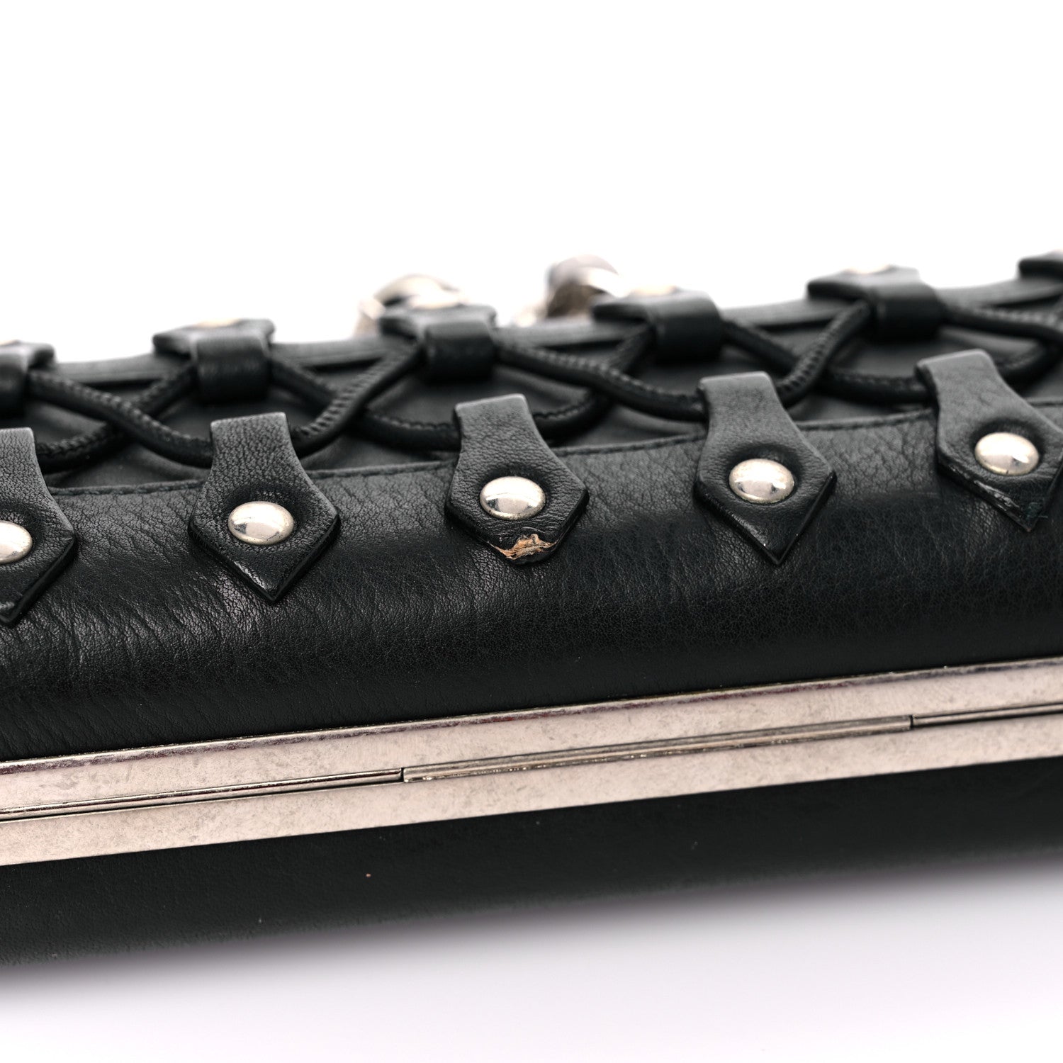 Alexander McQueen Lambskin Lace-Up Knucklebox Clutch Black 15 of 19