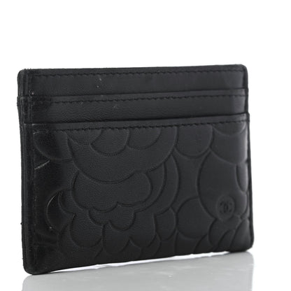 Chanel Lambskin Camellia Embossed Card Holder Black 2 of 7