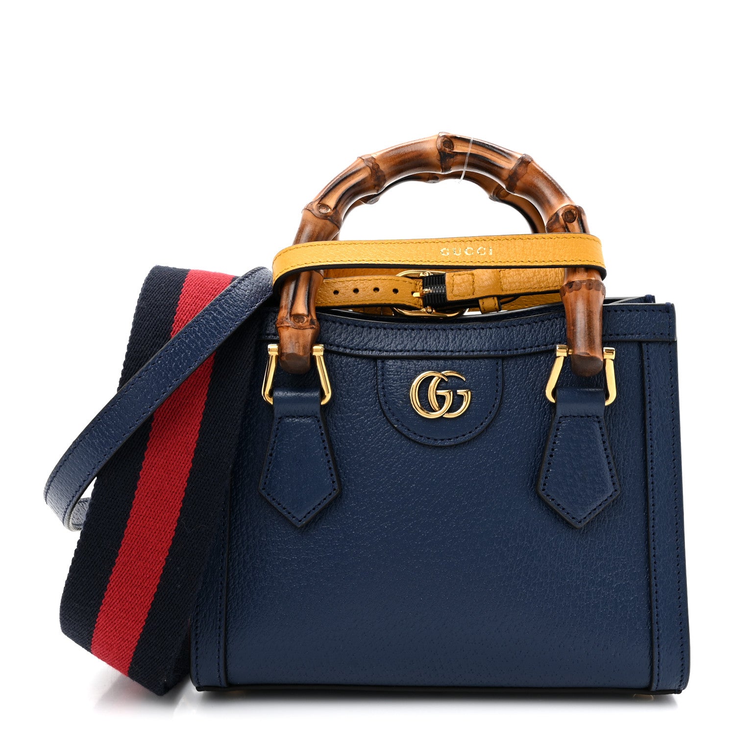 Gucci Textured Dollar Calfskin Web Mini Diana Tote Bag Royal Crop 1 of 10