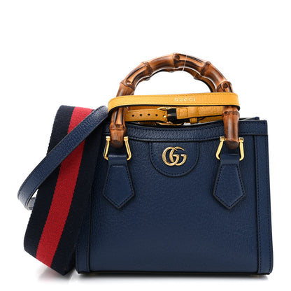 Gucci Textured Dollar Calfskin Web Mini Diana Tote Bag Royal Crop 1 of 10
