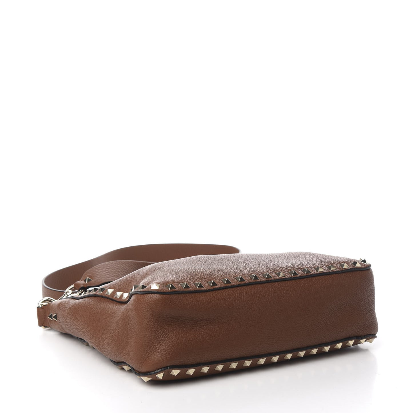 Pebbled Calfskin Small Rockstud Flip-Lock Messenger Bag Bright Cognac