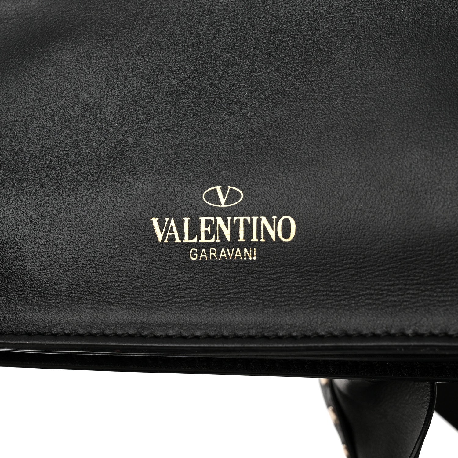 Valentino Garavani Calfskin Crystal Bead Embellished Mini Rockstud Love Story Ruffle Strap Bag Black 7 of 21