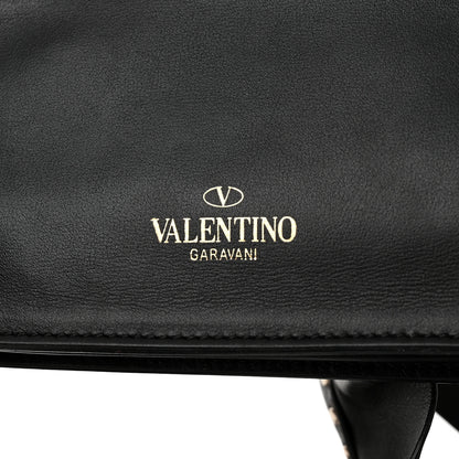 Valentino Garavani Calfskin Crystal Bead Embellished Mini Rockstud Love Story Ruffle Strap Bag Black 7 of 21