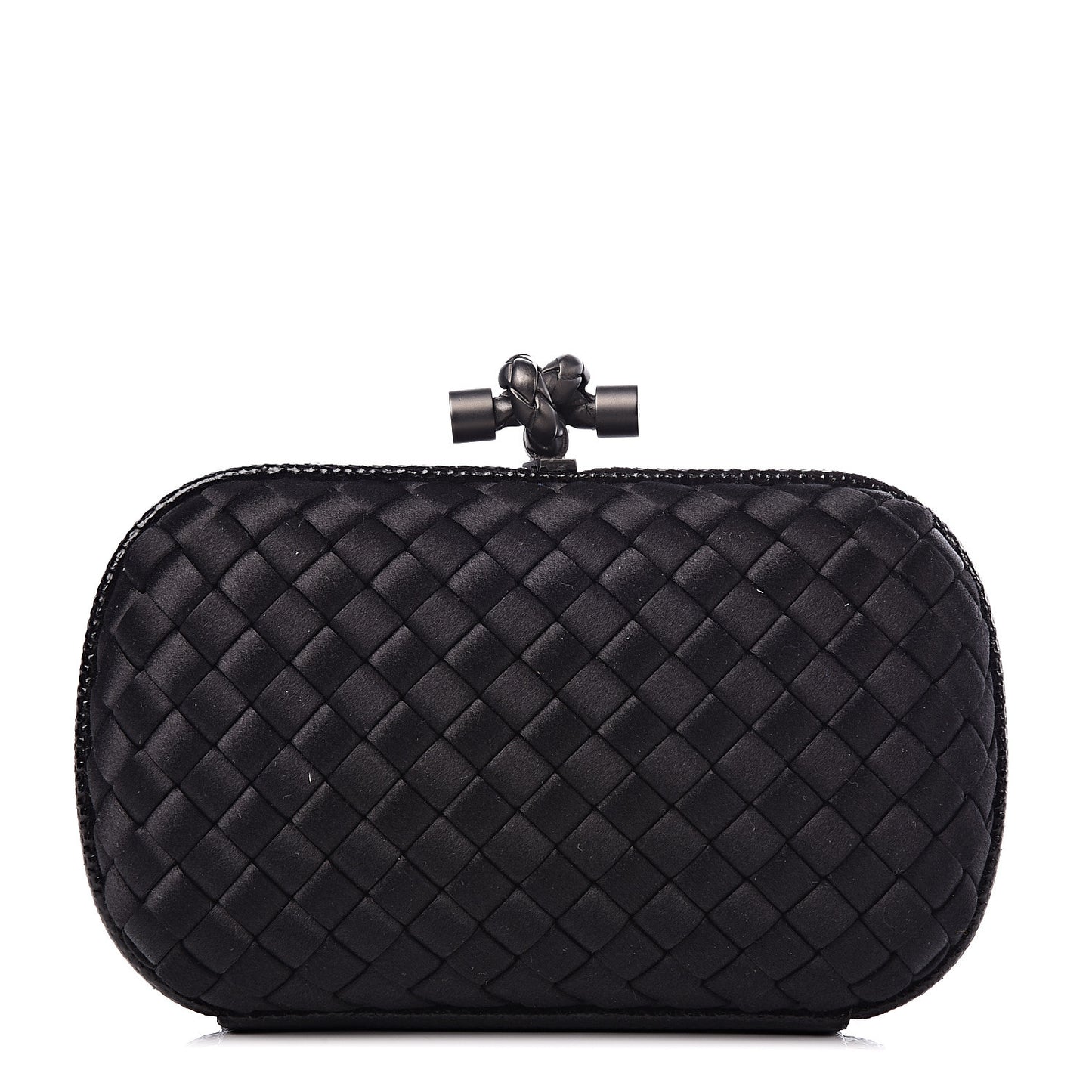 Satin Intreccio Impero Ayers Knot Clutch Black