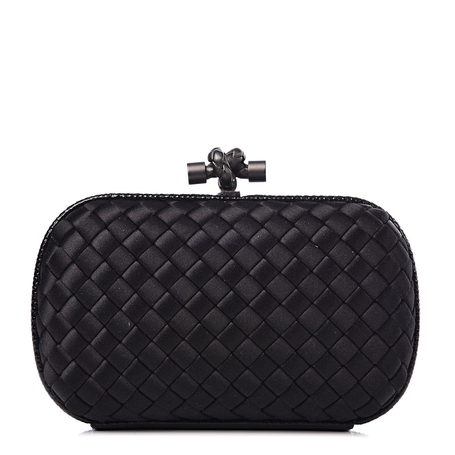 Bottega Veneta Satin Intreccio Impero Ayers Knot Clutch Black 1 of 6