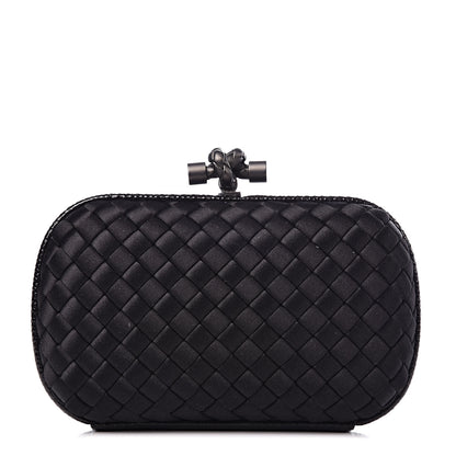 Bottega Veneta Satin Intreccio Impero Ayers Knot Clutch Black 1 of 6