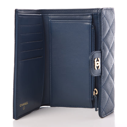 Chanel Metallic Caviar Quilted Medium Flap Wallet Dark Blue 5 of 9