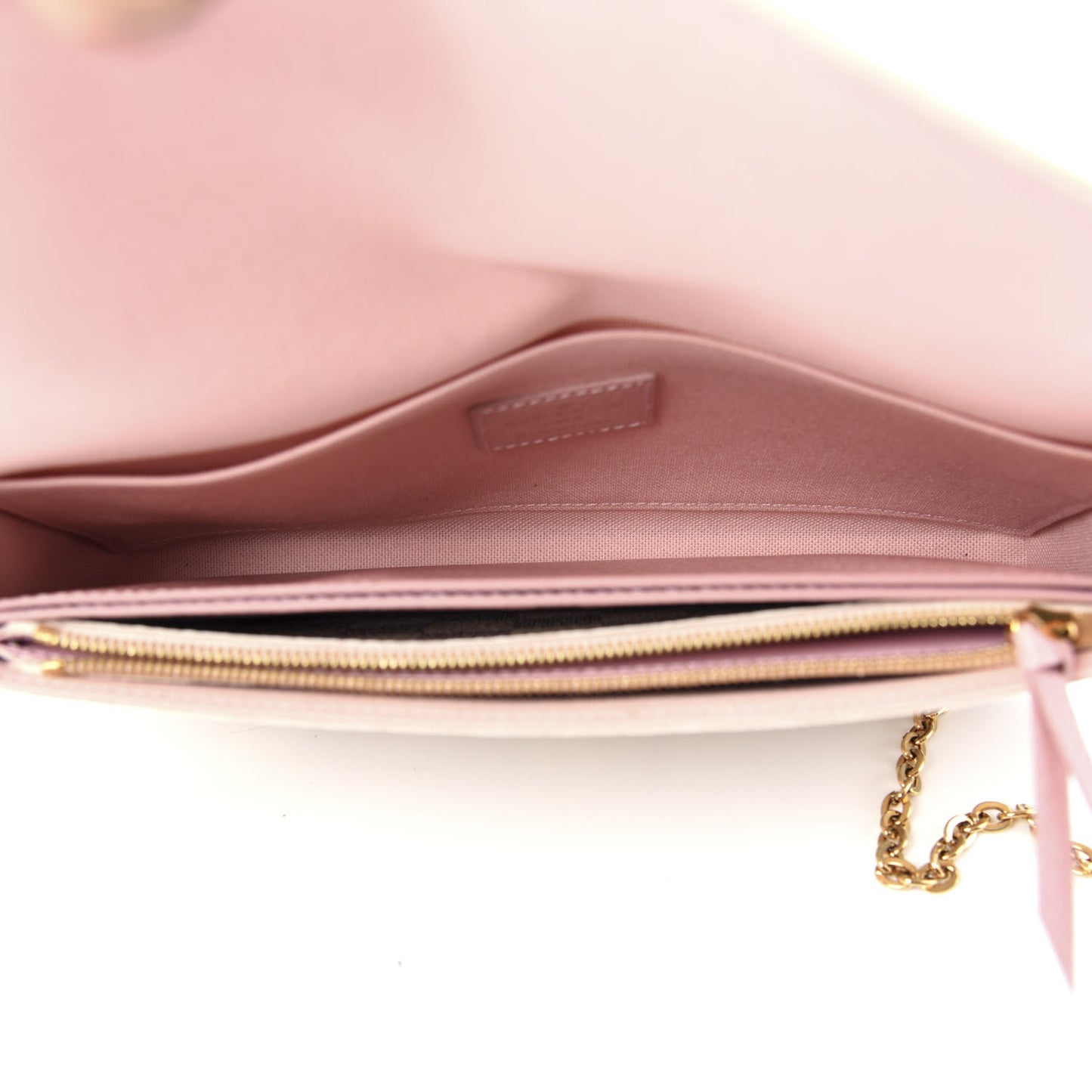 Damier Azur Pochette Felicie Chain Wallet Rose Ballerine