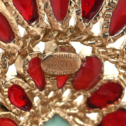 Chanel Enamel Gripoix Ring 52 6 Turquoise Burgundy 4 of 4