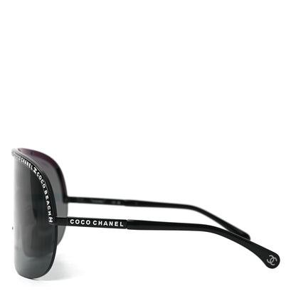 Chanel Shield Coco Beach Sunglasses Black Gray 3 of 6