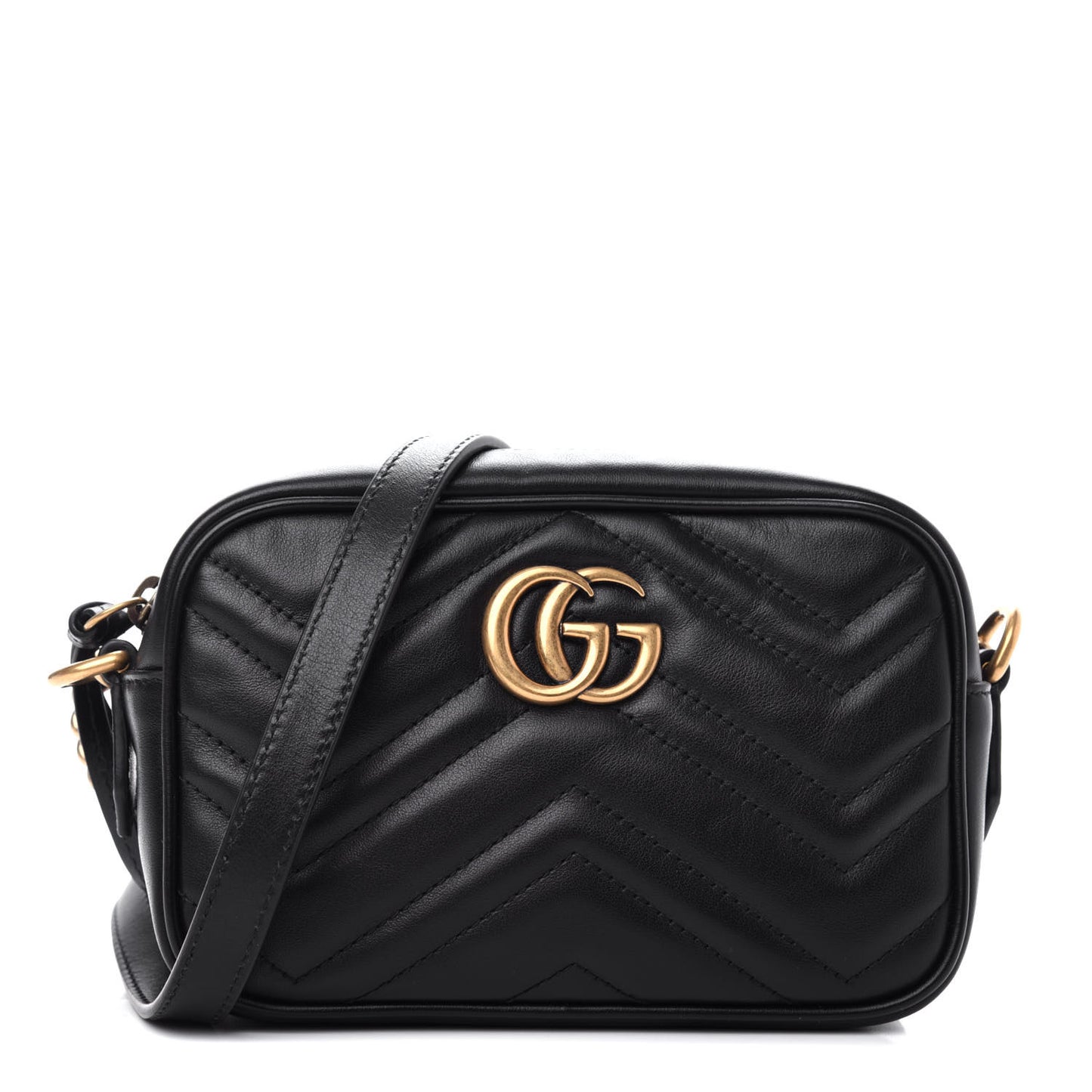 Calfskin Matelasse Mini GG Marmont Chain Shoulder Bag Black