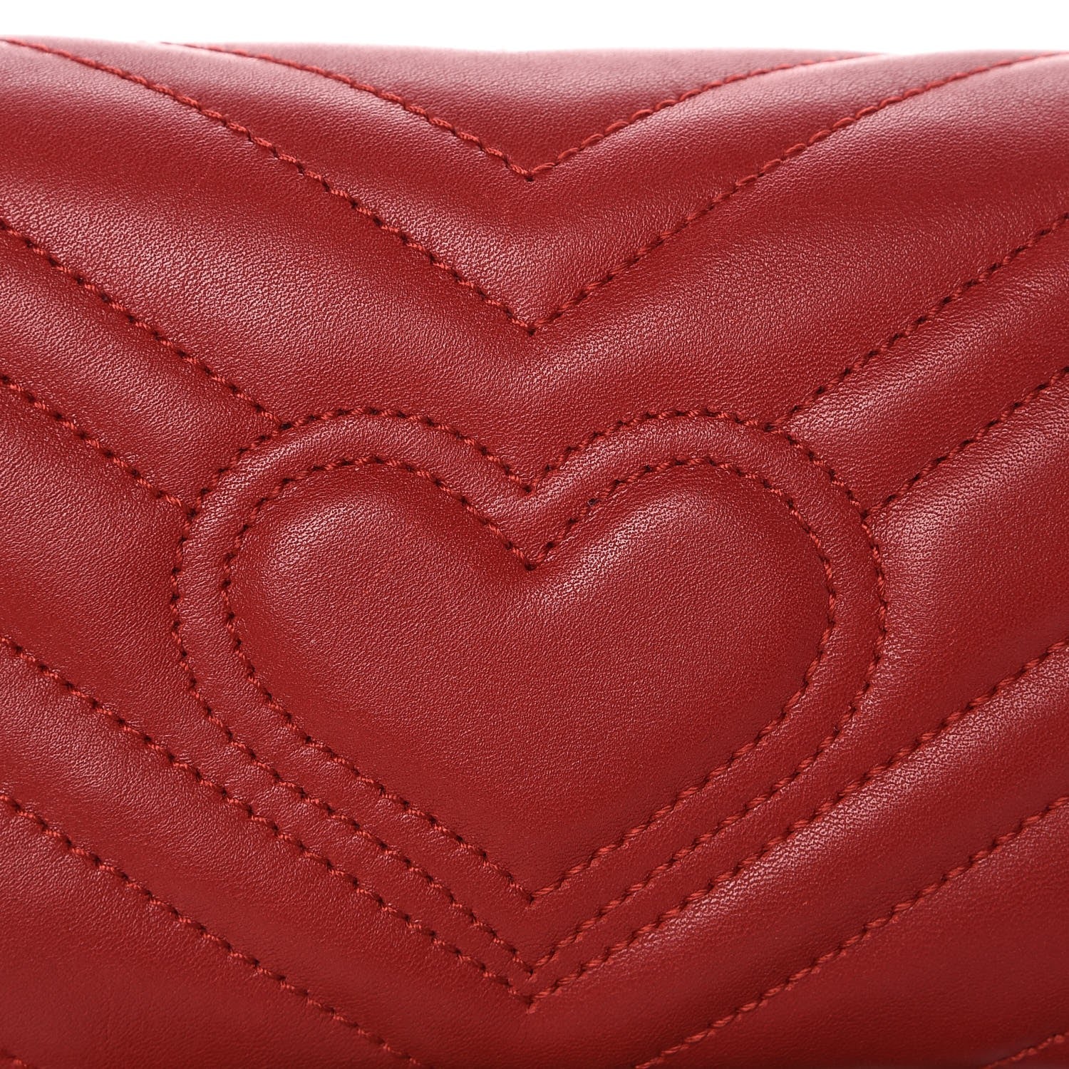 Gucci Calfskin Matelasse Super Mini GG Marmont Shoulder Bag Hibiscus Red 8 of 9
