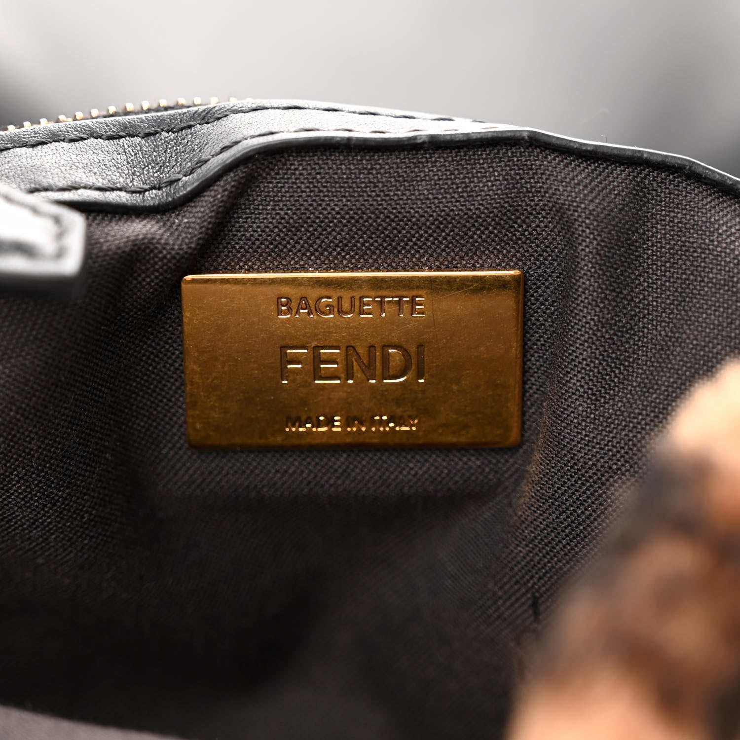 Fendi Shearling Vitello Dolce Macro FF 1974 Baguette Tobacco Black 6 of 9