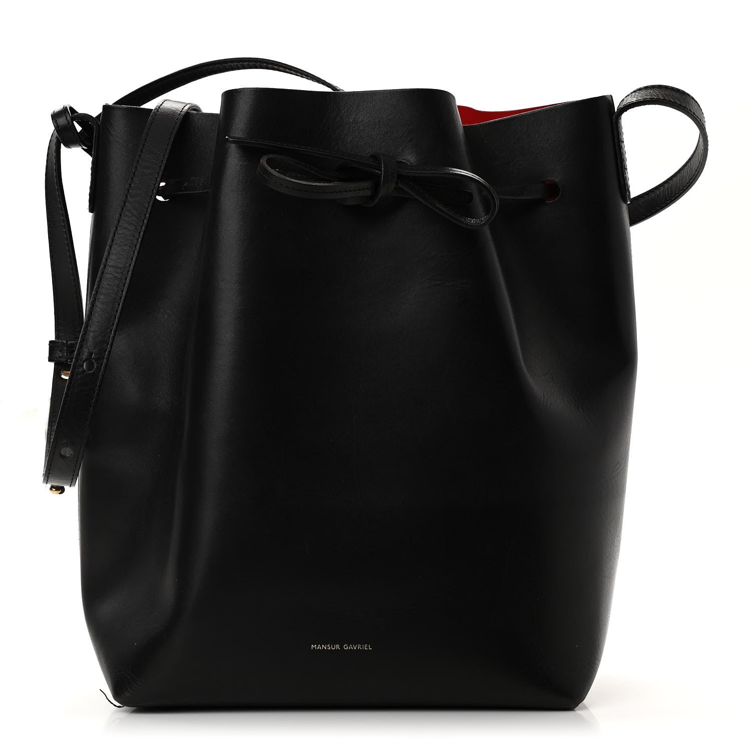 Mansur Gavriel Vegetable Tanned Calfskin Bucket Bag Black Flamma 2 of 13