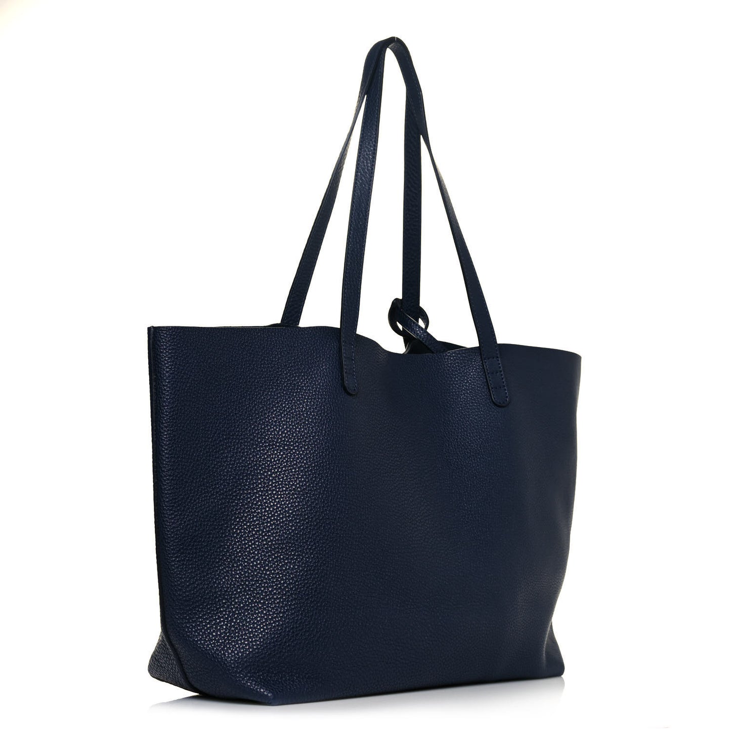Tumbled Calfskin Large Shopping Tote Navy