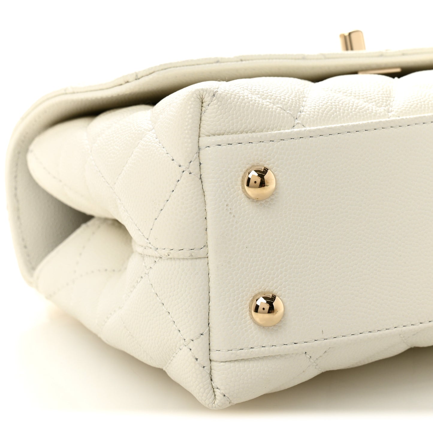 Caviar Quilted Mini Coco Handle Flap White