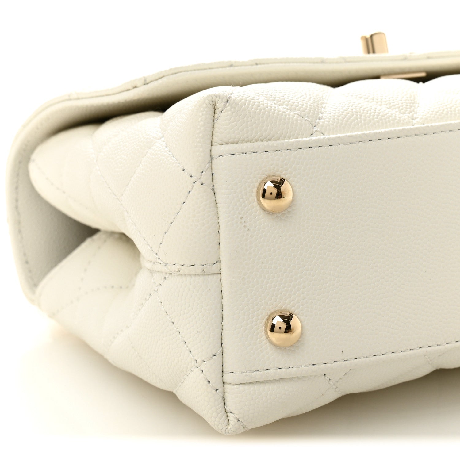 Chanel Caviar Quilted Mini Coco Handle Flap White 9 of 10