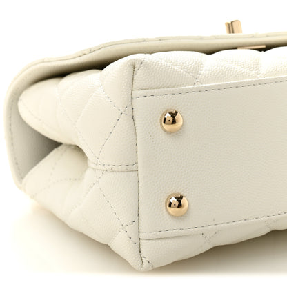 Chanel Caviar Quilted Mini Coco Handle Flap White 9 of 10