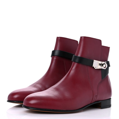 Hermes Calfskin Neo Low Boots 38 Carmin Black 3 of 13