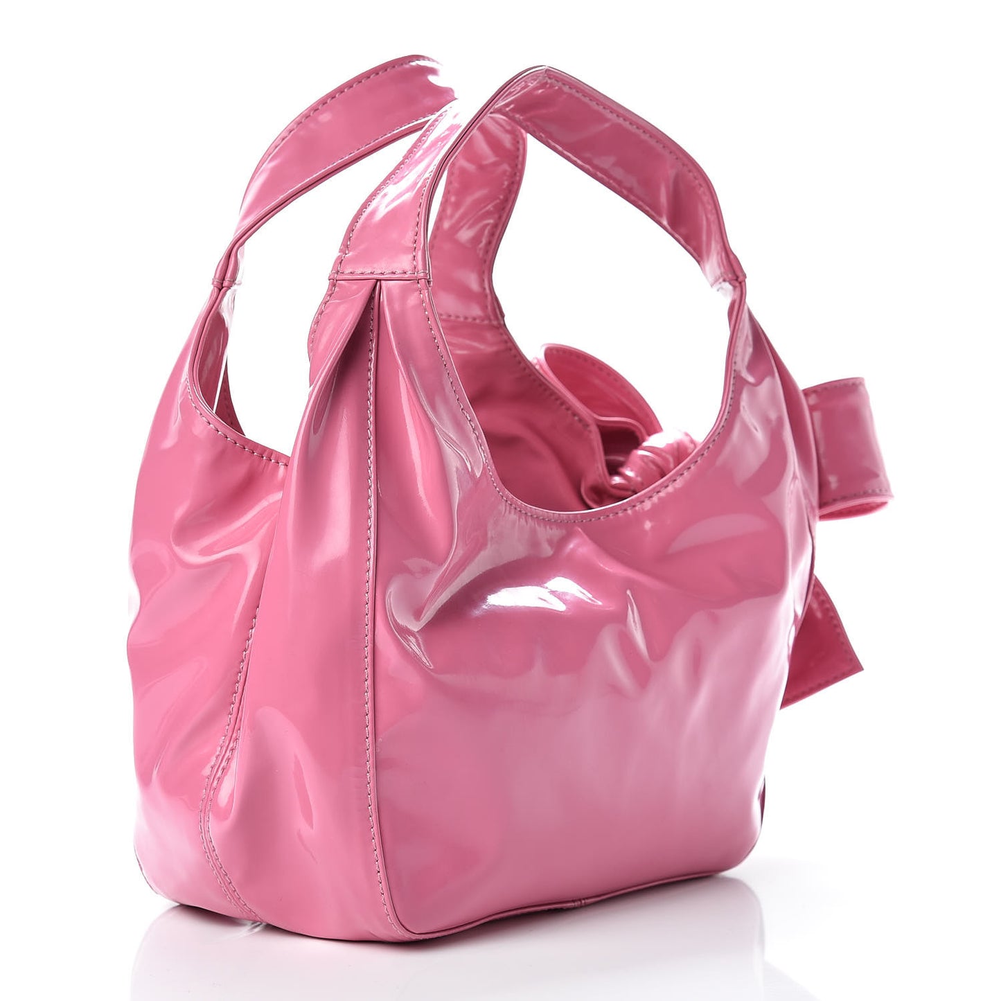 Patent Lacca Nuage Bow Hobo Rose