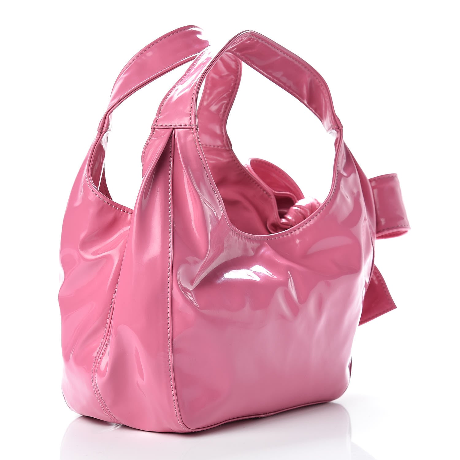 Valentino Garavani Patent Lacca Nuage Bow Hobo Rose 4 of 10