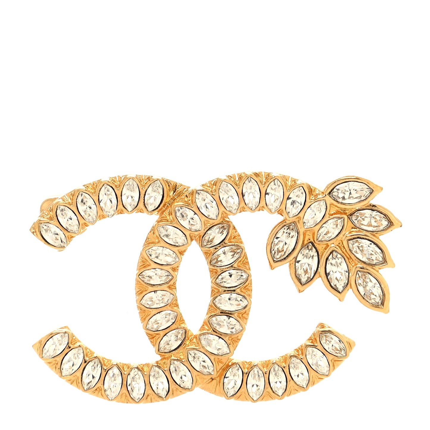 Crystal Wheat CC Brooch Gold