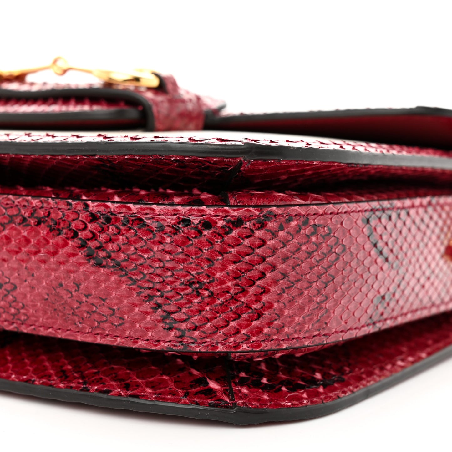 Azalea Calfskin Snakeskin Horsebit 1955 Shoulder Bag Mystic White Red