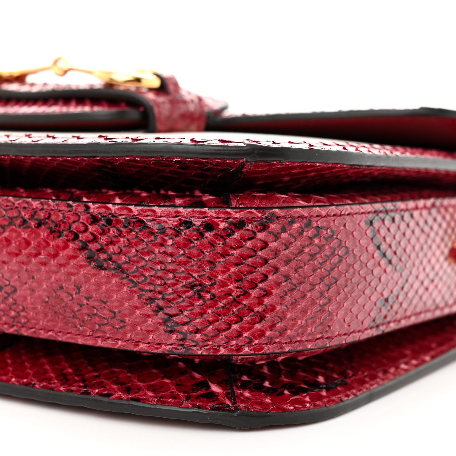 Gucci Azalea Calfskin Snakeskin Horsebit 1955 Shoulder Bag Mystic White Red 10 of 10