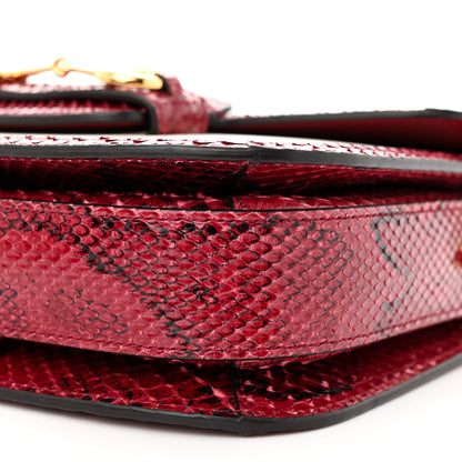 Gucci Azalea Calfskin Snakeskin Horsebit 1955 Shoulder Bag Mystic White Red 10 of 10