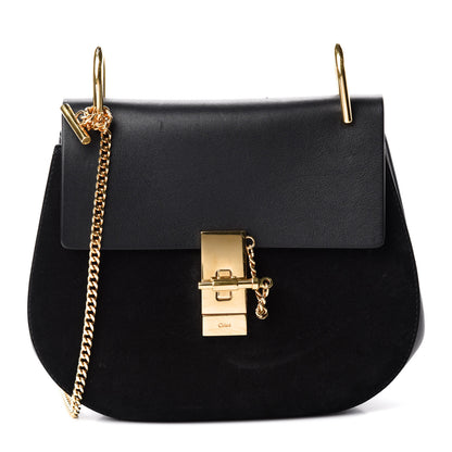 Chloe Suede Calfskin Mini Drew Shoulder Bag Black 1 of 9