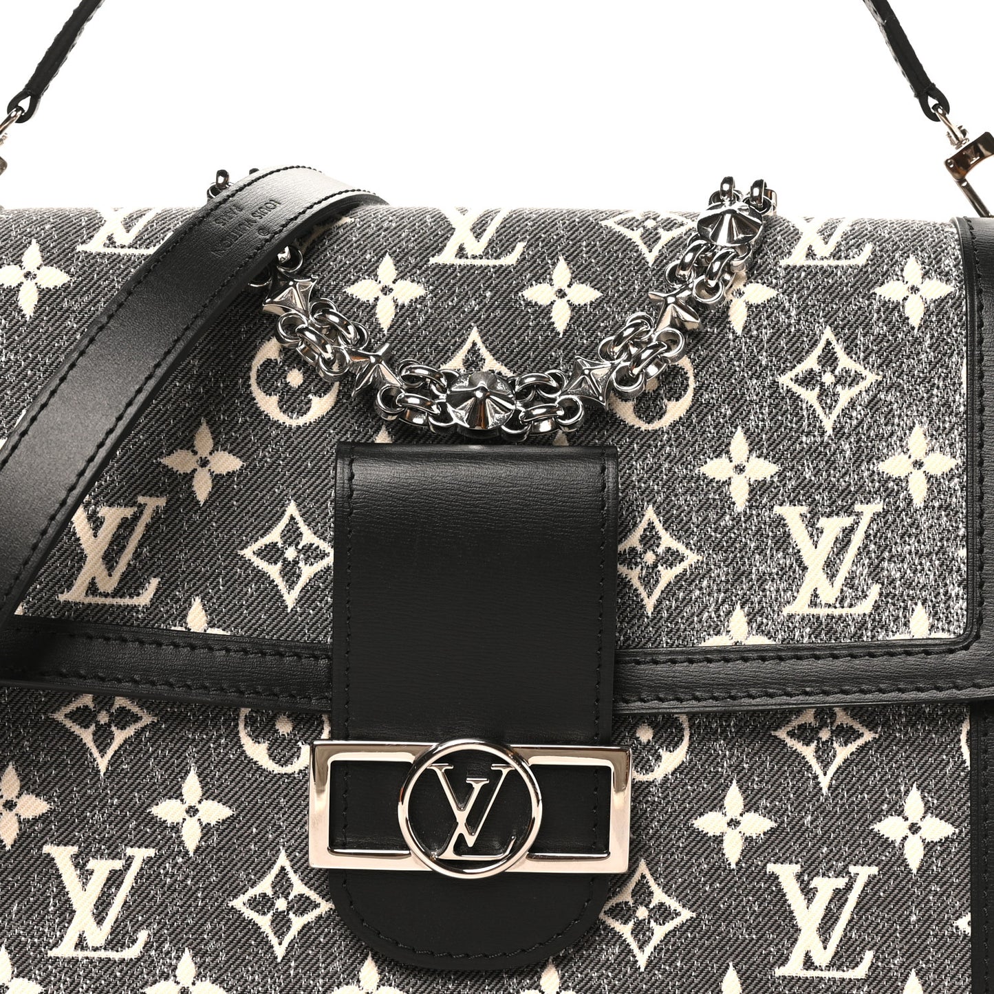 Denim Monogram Jacquard Dauphine MM Black