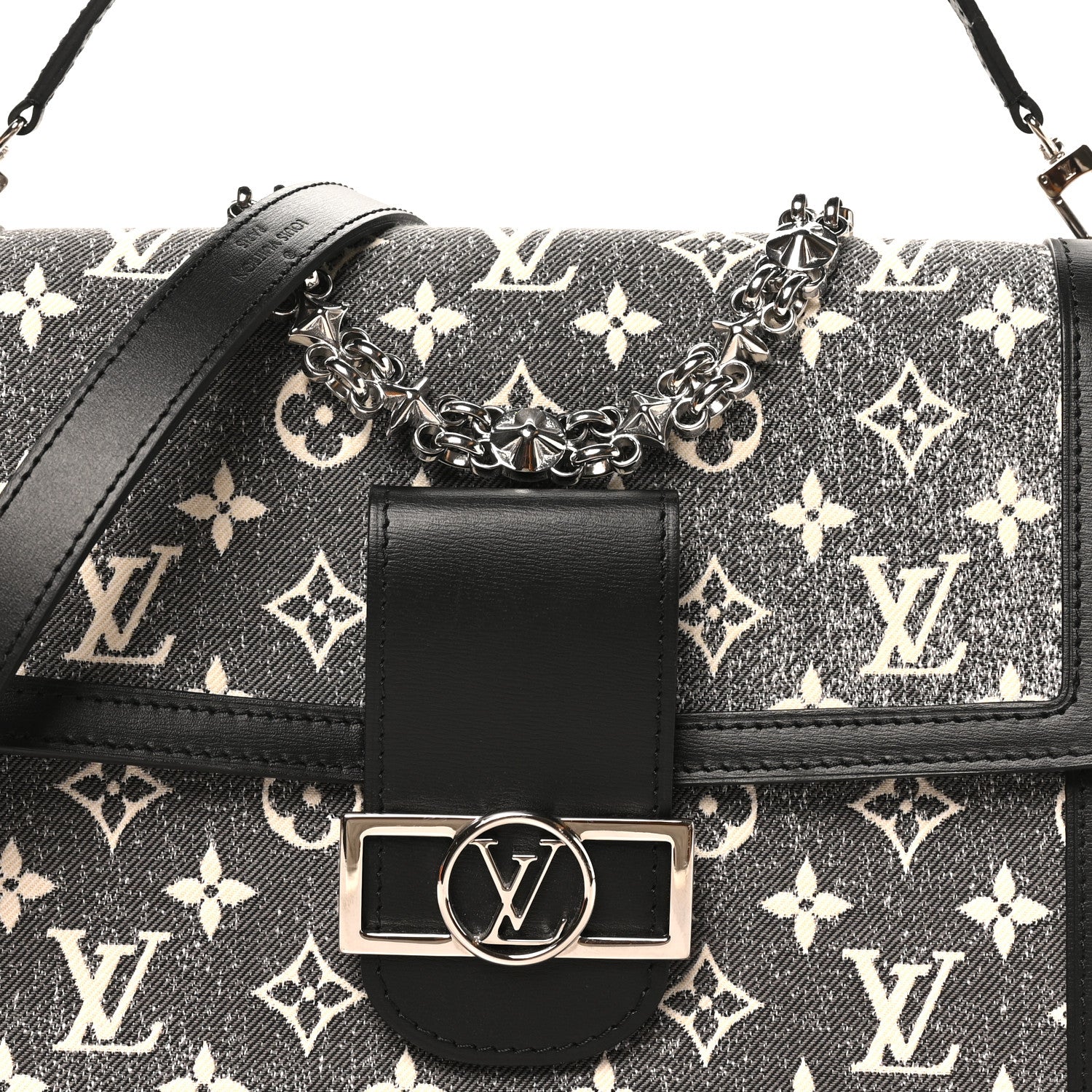 Louis Vuitton Denim Monogram Jacquard Dauphine MM Black 6 of 9