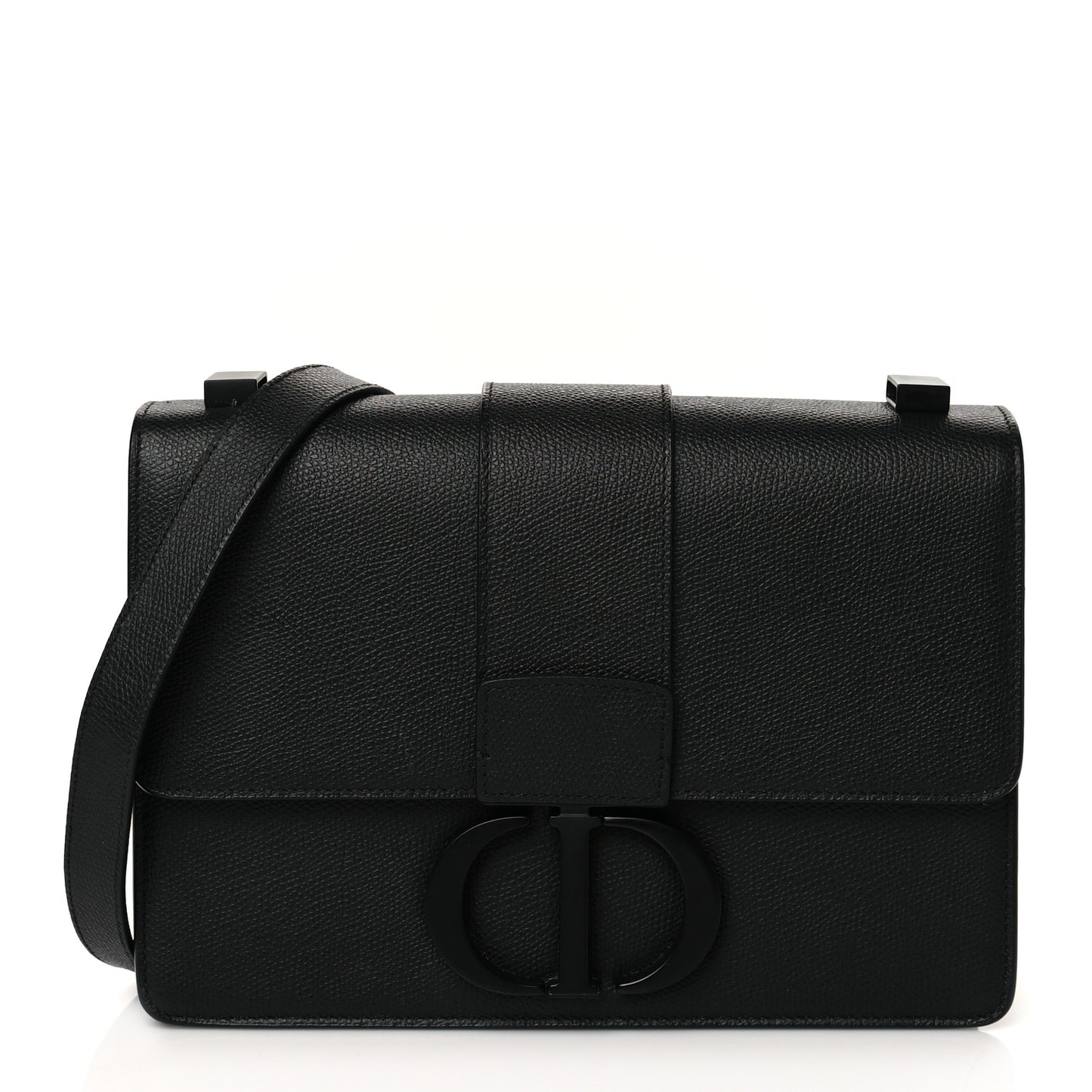 Ultra Matte Grained Calfskin 30 Montaigne Flap Bag Black
