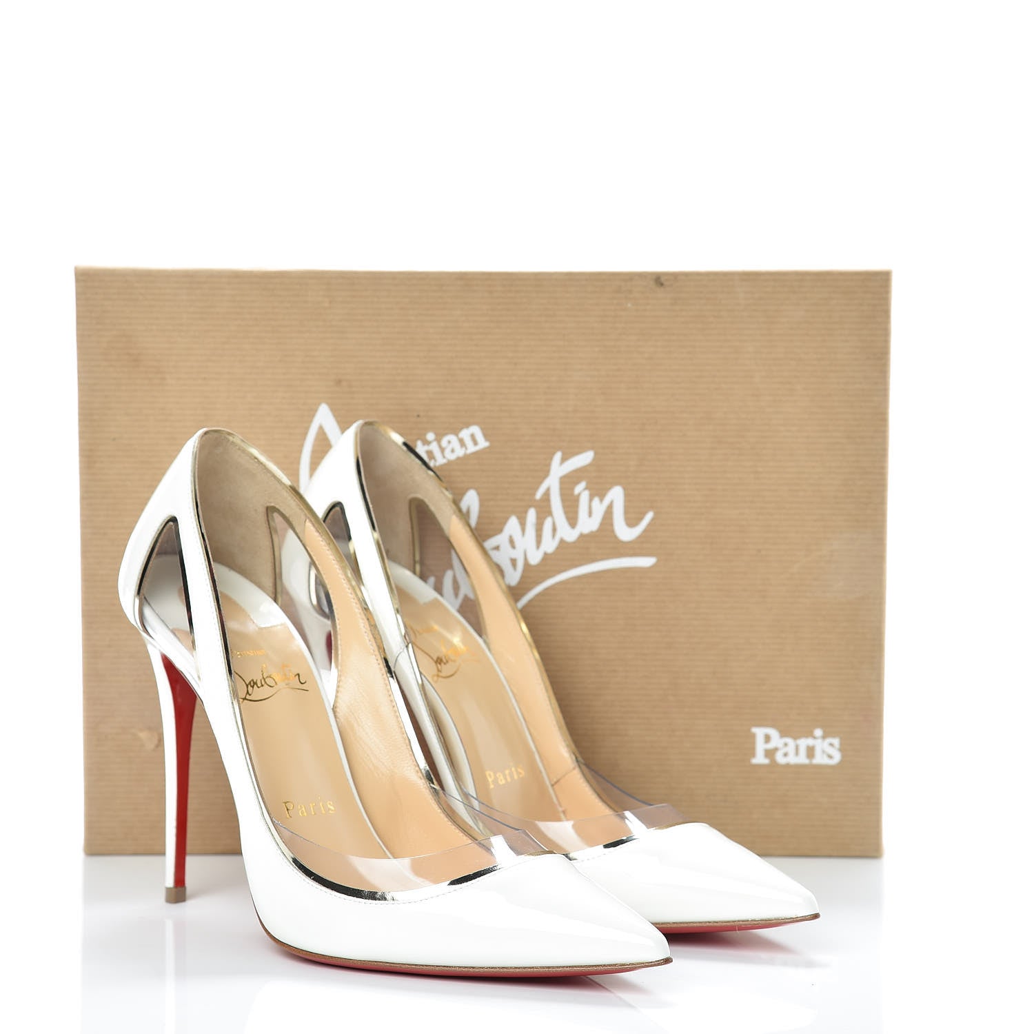 Christian Louboutin Patent PVC Specchio Cosmo 554 100 Pumps 37 Snow 9 of 9