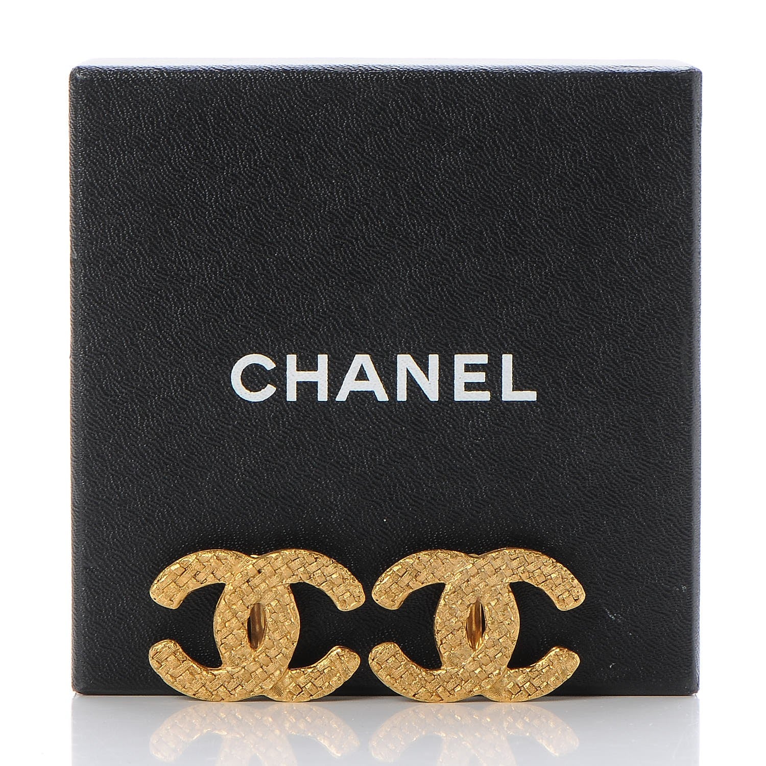 Chanel CC Woven Clip On Earrings Gold 6 of 6