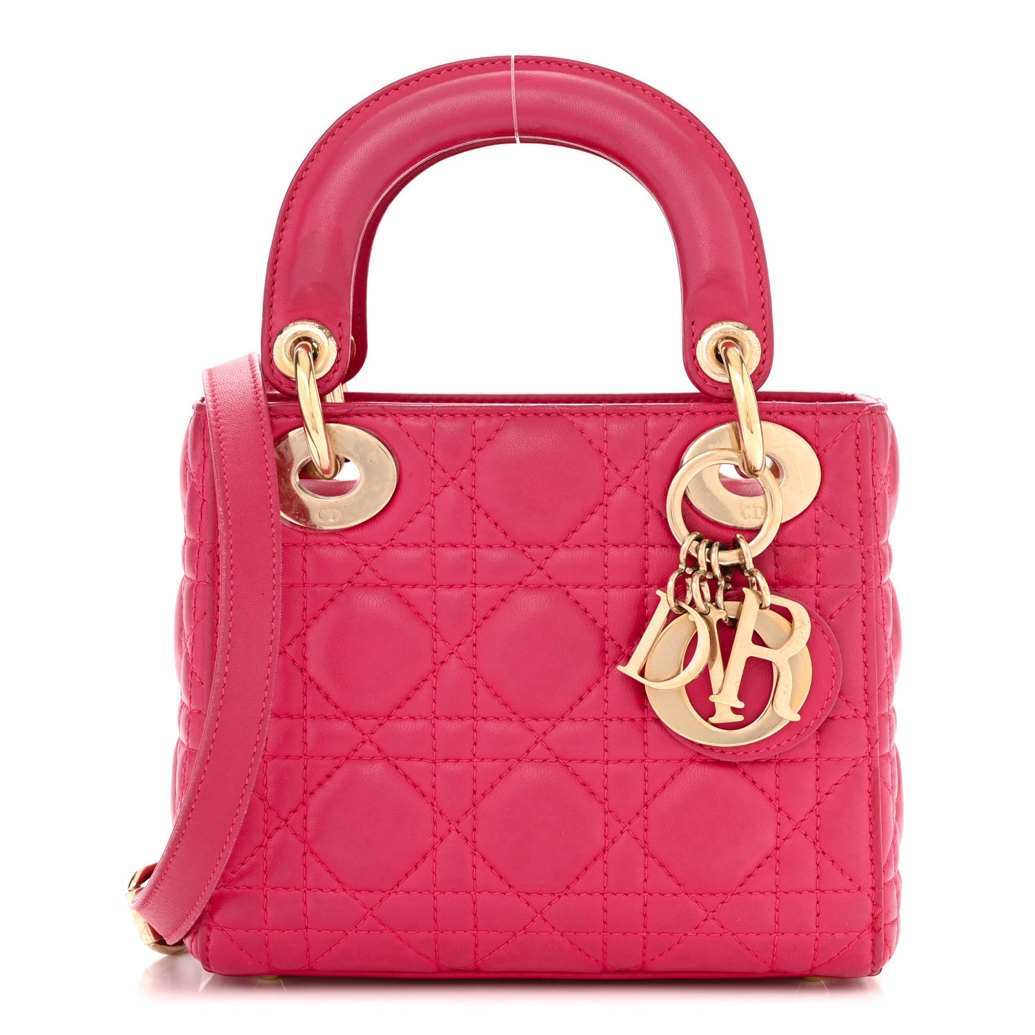Christian Dior Lambskin Cannage Mini Lady Dior Fuchsia 1 of 12