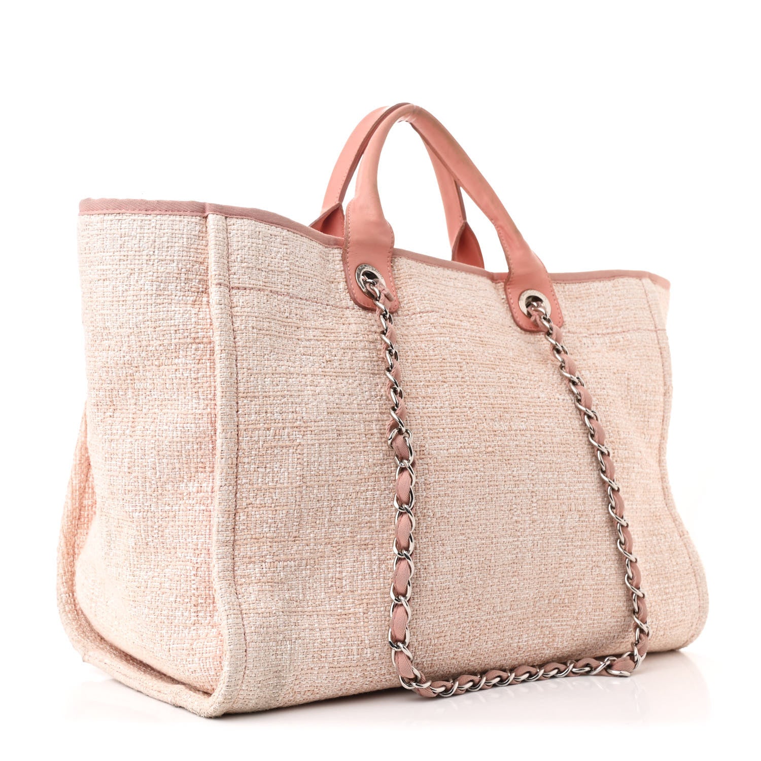 Chanel Straw Lurex Large Deauville Tote Pink 3 of 11