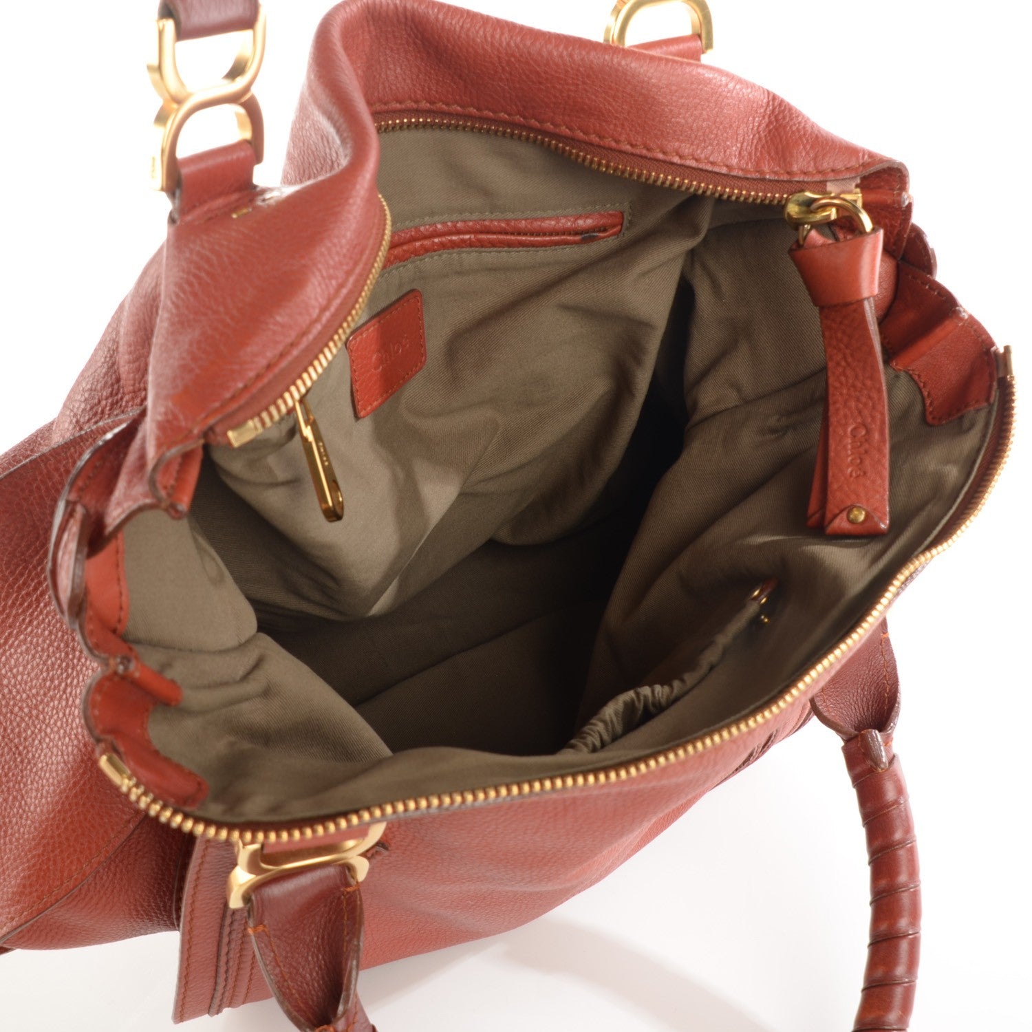 Chloe Calfskin Large Marcie Satchel Whiskey 7 of 7