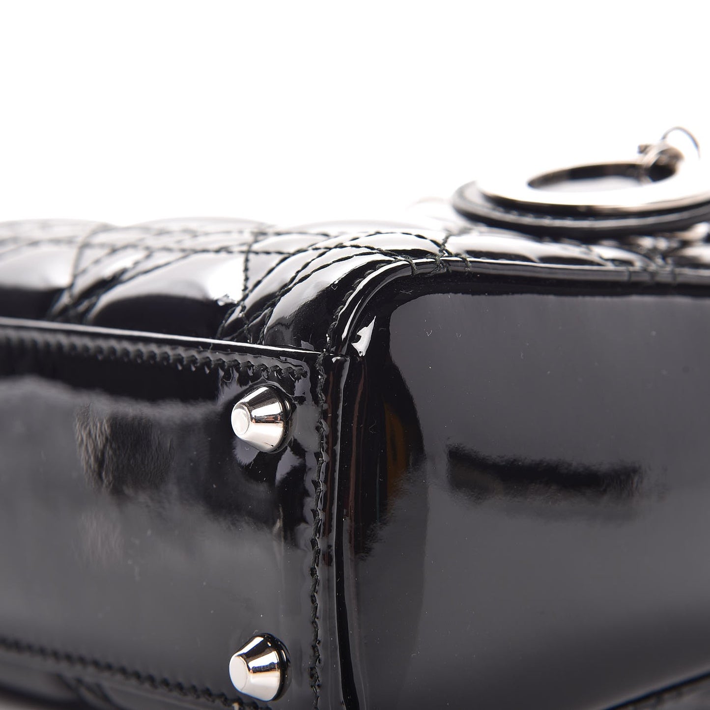 Patent Cannage Mini Lady Dior Black