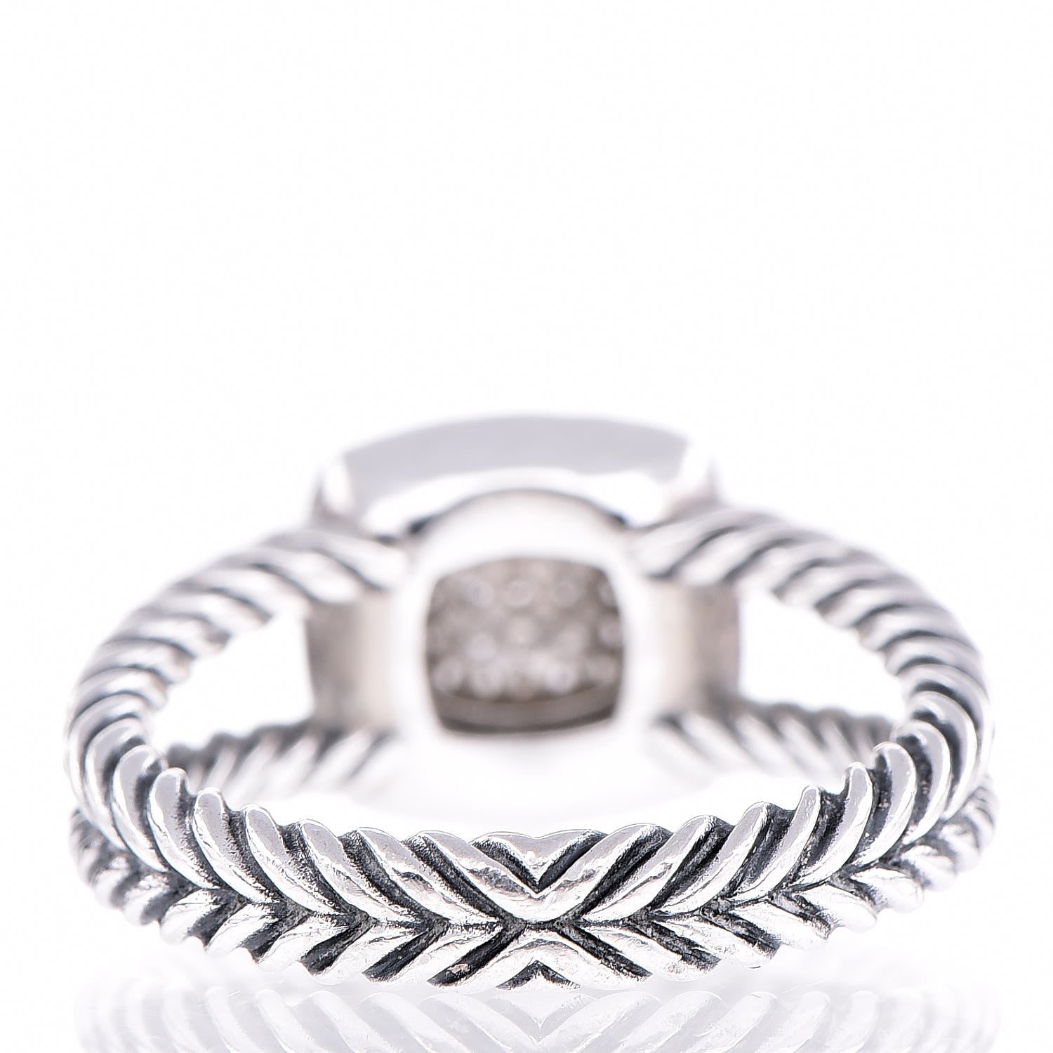 David Yurman Sterling Silver Diamond 7mm Petite Albion Pave Ring 57 8 10 of 12