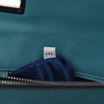 Prada Saffiano Cuir Small Twin Tote Turchese 7 of 9