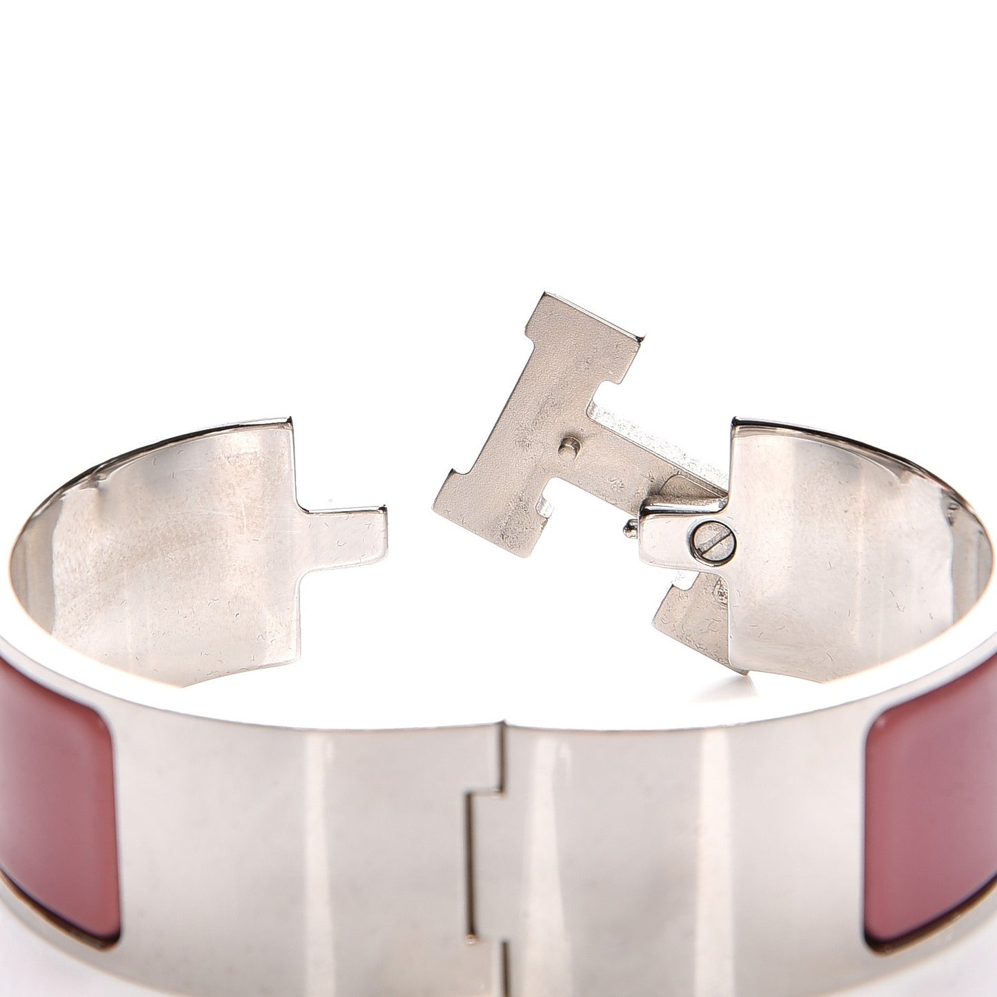 Enamel Wide Clic Clac H Bracelet PM Vieux Rose White