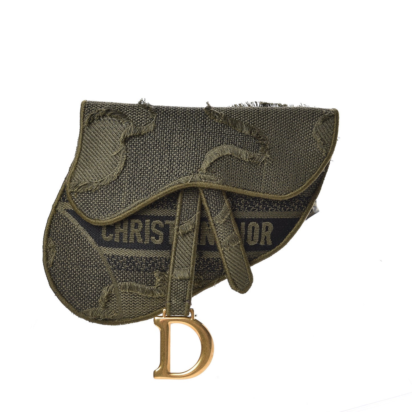 Canvas Embroidered Camouflage Saddle Belt Bag Green