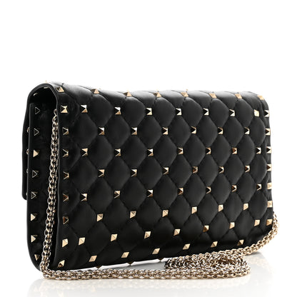 Valentino Garavani Nappa Rockstud Spike Wallet on Chain Black 3 of 10