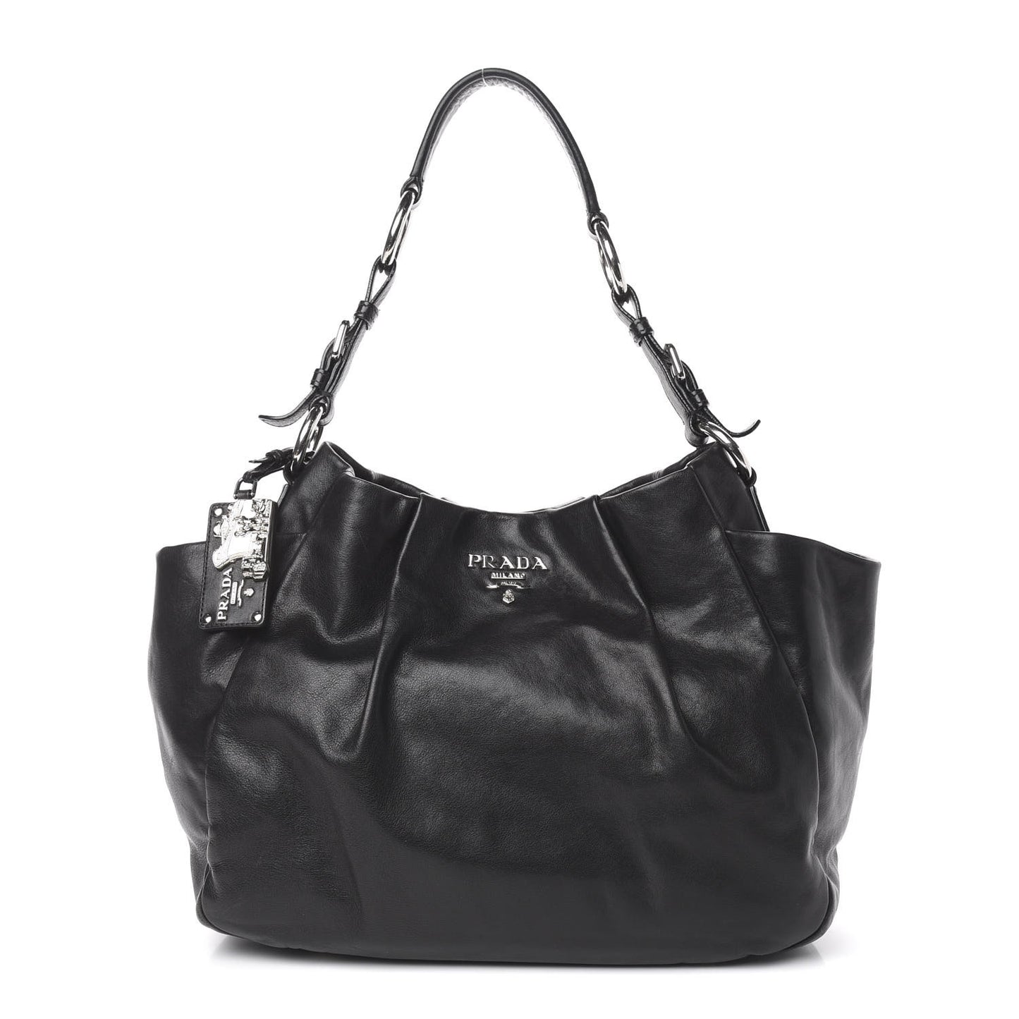 Soft Calfskin Pleated Hobo Black