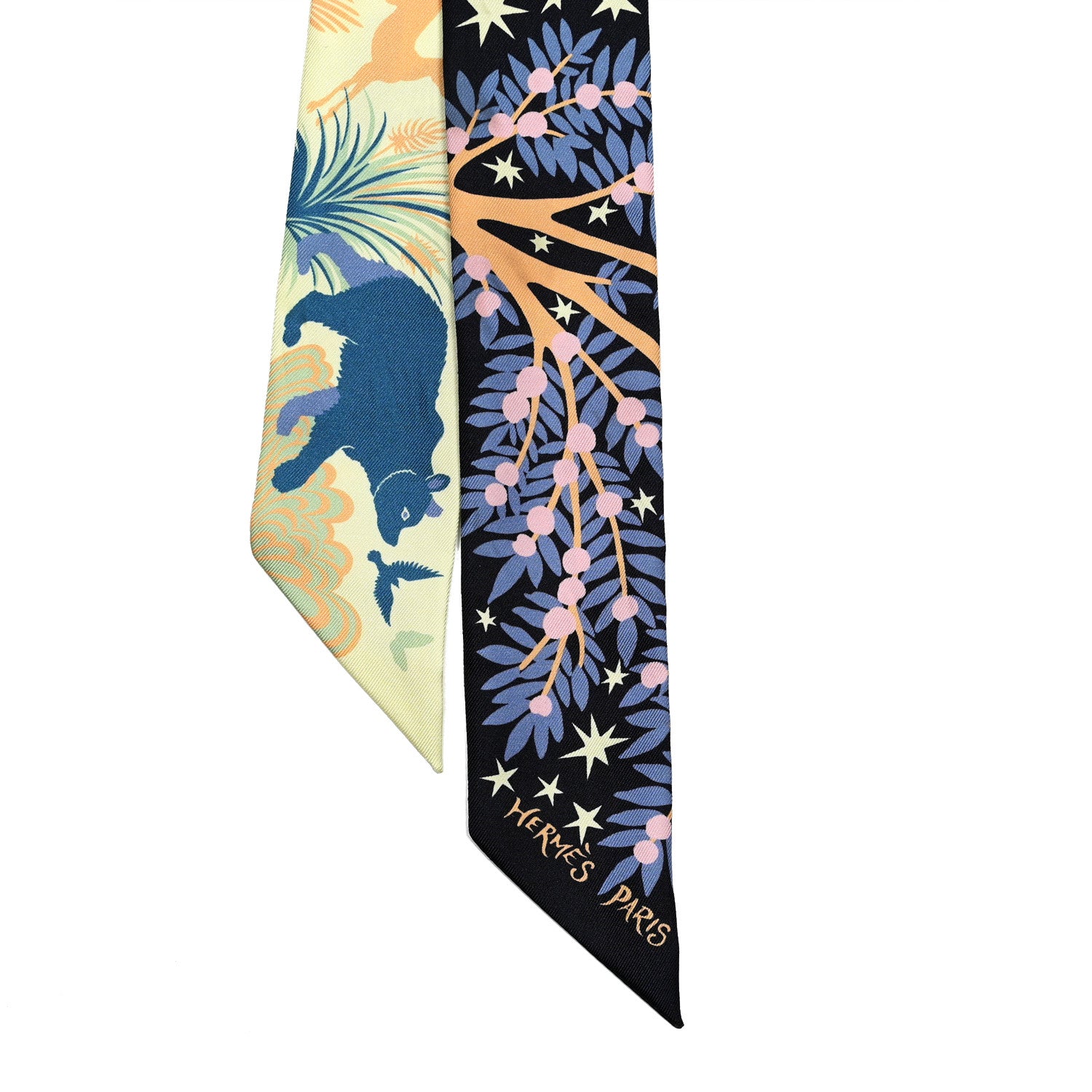 Hermes Silk Sous Le Charme D Orphee Twilly Bleu Black Jaune Soufre 2 of 6