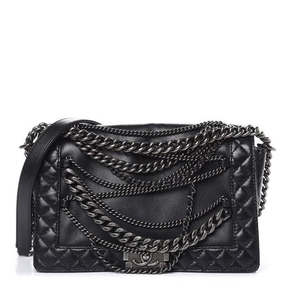 Chanel Calfskin Enchained Medium Boy Flap Black 1 of 16